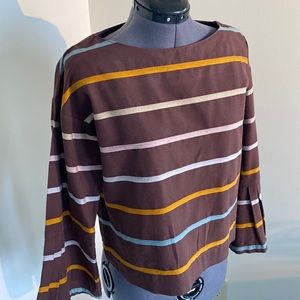 EUC Nelken Kowtow top in landscape stripe